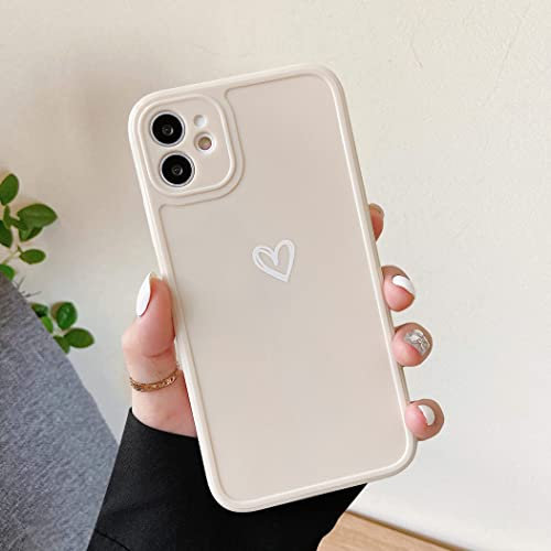 ZTOFERA Hülle für iPhone 12, Weiches Silikon Hülle mit Herz Design, Flexibel TPU Anti-Kratzer Bumper Schutzhülle für iPhone 12 (6.1) - Weiß