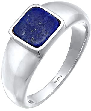 Kuzzoi Herrenring Siegelring massiv (10 mm) breit in 925 Sterling Silber, Klassischer Silberring mit Emaille für den Mann, Ring für Männer mit Emaille Platte, Ringgröße 66, 0609190921_66