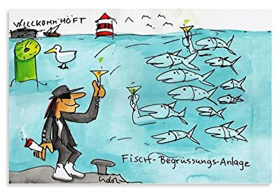 CNMBB Kino-Poster Fisch Begrussumgs Anlage Leinwand Wandkunst für Wohnzimmer Schlafzimmer Dekor Poster 75 x 50 cm, Ohne Rahmen