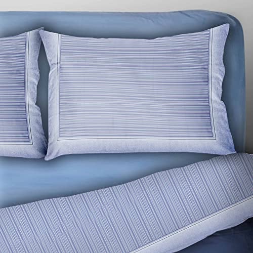 I SOGNI Completo lenzuola letto cotone fantasia a righe RAGUSA set rigato con federe (Celeste, Piazza e Mezza)