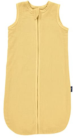Alvi Babyschlafsack Mull atmungsaktiv mit Babylöffel DeinKinderland| Baby-Schlafsack ärmellos Jungen und Mädchen | leichter Sommerschlafsack | Außensack (uni cornsilk, 90cm)