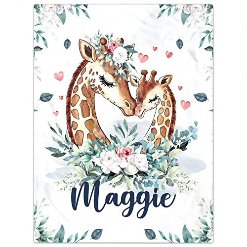 Personalisierte Babydecke mit Namen oder Wunschtext Kinderdecke Namensdecke Tier Elefant Panda Individuelle Baby Decke für Geburtstag, Geschenke
