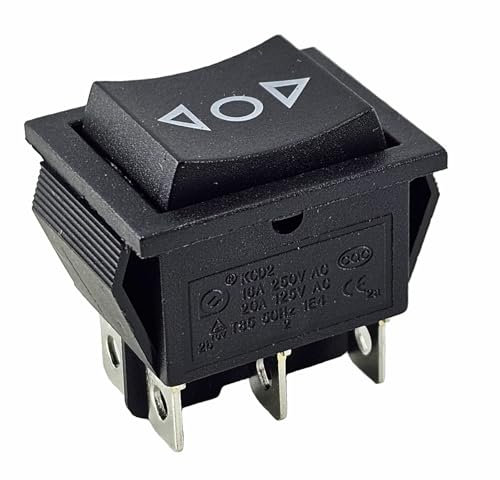Wipptaster, TASTER ON/OFF/ON Momentan 16 A, 6 Pin 250 V~ (6V 9V 12V 24V 125V AC/DC) schwarz auch als Ersatz für den Rasenmäher