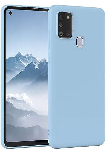 EAZY CASE - Silikonhülle für Samsung Galaxy A21s Hülle Silikon Case Blau weich stoßfeste Handyhülle Galaxy A21s Schutzhülle mit Kameraschutz Dünn Premium Schutz Cover TPU Phone Bumper in Hellblau