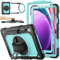 SEYMAC stock Case for Samsung Galaxy Tab S10 FE/ S9 FE 10.9 inch & S9 11 inch, Full-body Drop Protection with Screen Protector, 360° Rotating Stand/Hand Strap, Pen Holder & Shoulder Strap, Skyblue