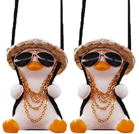 Darmlly 2 StüCk Schwingende Ente Auto HäNgende Ornament Schaukel Ente Auto Nette Anime Auto Dekoration Ornament Geschenk C