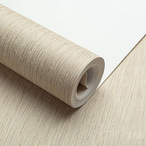 Vertikale Streifentapete, modern, schlicht, einfarbig, Esszimmertapete, Schlafzimmer, Arbeitszimmer, Hintergrund, Wohnzimmer, Flur, Leinentapete (Hellbeige)