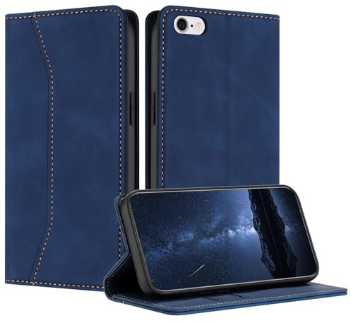 Mo-Beauty Cover Custodia per iPhone 6S/6, Custodia iPhone 6 Libro, iPhone 6S Cover, Premium Portafoglio Wallet Libro Flip Case Magnetica Supporto Custodia in PU Pelle (4,7 Pollici)(Blu)
