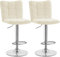 Yaheetech Bar Stools Set of 2, PU Leather Height Adjustable Swivel Bar Chair with Footrest and Base for Breakfast Counter, Kitchen and Home, Beige