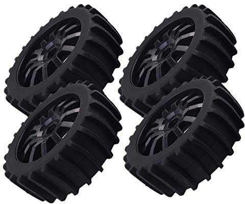 Bumdenuu 4 Stück 1/8 RC Off Road Buggy Räder Schneereifen mit Rädern für HPI Baja Reifen, schwarz