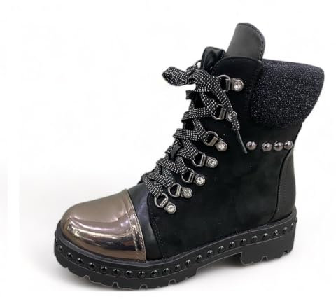 Damen Stiefeletten Biker Boots Nieten Schnallen Stiefel ST83 (JS77-5 39)