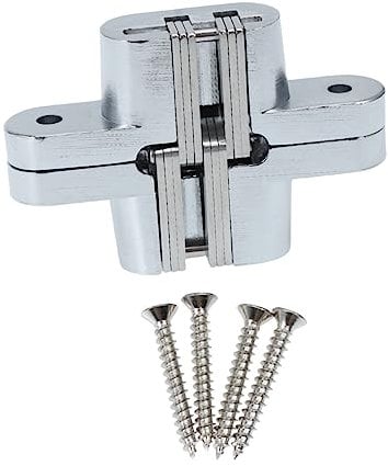 jojofuny High-Grade Hidden Hinge 45x13mm Stainless Steel Cross Hinge for Wooden Door Hotel DIY Projects