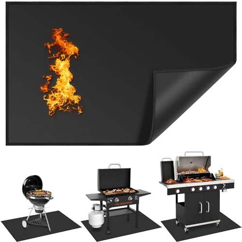 Große 165 x 99 cm Untergrillmatten für Outdoor-Grill, robuste feuerfeste Terrassenschutzmatte, Grillmatte für unter dem Grill, öldicht, wasserdicht, Grillboden-Pads für Holzkohle, Smoker, Gasgrill