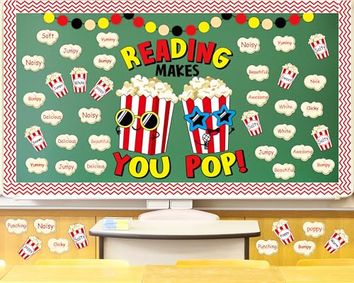 Wiooffen 108 Stück Popcorn-Ausschnitte, künstliche Popcorn-Bordüre, Dekoration, Popcorn, Mini-Akzente, Popcorn-Eimer-Aufkleber-Set, Popcorn-Partyzubehör, Gastgeschenk für Klassenzimmer, Tafel, Wand,