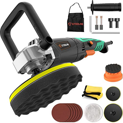 ETOOLAB Poliermaschine Auto, 1200W [Professional] 7 Variable Geschwindigkeit, 22 tlg, Auto Poliermaschine Set mit 152/178mm Polierpad, für Boot KFZ