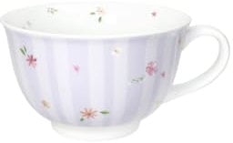Brandani 51152 TAZZA COLAZIONE POLLINE LILLA PORCELLANA, cm d 14,5x8,5h, 600ml, Decori delicati fiori e boccioli, Lavastoviglie, Microonde, Forno, Freezer