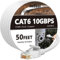 Cat 6 Outdoor Ethernet Cable 50 ft, Support Cat8 Cat7 Network, 10Gbps 24AWG Pure Copper, Direct Burial Waterproof In-Ground UV Resistant LAN Internet Patch Cable for Router, Modem, PS4/5, Xbox, Gaming