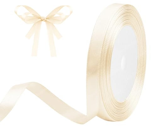 Geschenkband Beige 10mm x 23m Satinband Creme Farben Schleifenband Geschenkband Satinbänder für Geschenkverpackungen, Basteln, DIY, Nähen, Brautparty-Dekoration, Christbaumschmuck