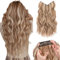 Silk-co Haarverlängerung mit Gummiband, Einstellbar Secrets Haarteil Synthetik, Extensions mit Schnur und Clips, Lange Gewellt Extensions für Frauen, 40cm Karamellbraun gemischt mit Aschblond