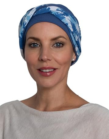 Deresina Aura Turban en bambou pour perte de cheveux, chimio, Bleu (Carolina blue), taille unique