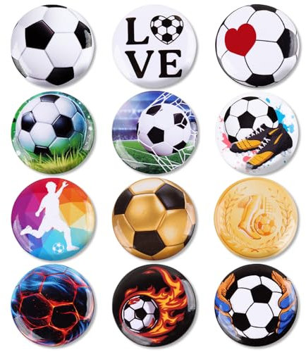 12 Stück Mini Button 25 mm Fußball Buttons Set Kinder Geburtstag Fussball Mitgebsel Geschenke Für Jungen und Mädchen Kindergeburtstag Party Geburtstagsmitbringsel Geburtstagsdeko