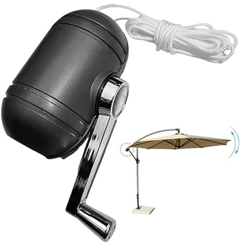 BEAHING Umbrella Crank Replacement Manual 360° Rotating Patio Umbrella Replacement Parts with Rope Heavy Duty Beach Umbrella Cantilever Umbrella Parts, Patio Umbrella Replacement Parts