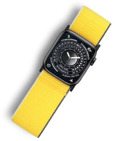 Ultra Wide Black Nylon Watch Band Compatible with Apple Watch 38mm 40mm 41mm 42mm 44mm 45mm 49mm, Adjustable Sport Loop For iWatch Series 9 8 7 6 5 4 3 2 1 SE (49mm/45mm/44mm/42mm, Yellow)
