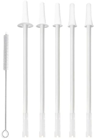 Replacement Straws for Kerilyn Insulated Jug, Straws for Kerilyn One Gallon/ 128oz Water Bottle Jug, 5 Pack Reusable Plastic Straws With 1 Pack Cleaning Brush