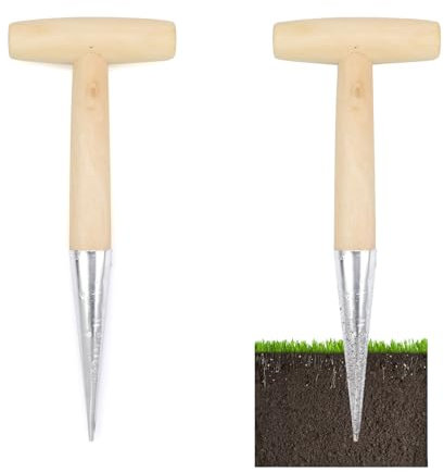 PARFCO 2 Stück Zwiebelpflanzer, 29 cm Blumenzwiebeln Pflanzhilfe mit Skala, Zwiebel Pflanzhilfe mit T-Griff, Blumenzwiebelpflanzer, für Säen, Umpflanzen Sämlingen und Düngen