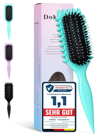 Lockenbürste, Curly Hair Brush, Curl Defining brush, Curl Define Stylingbürste, Wildschweinborsten Haarbürste, Haarbürste zum Entwirren für Frauen (Grün)