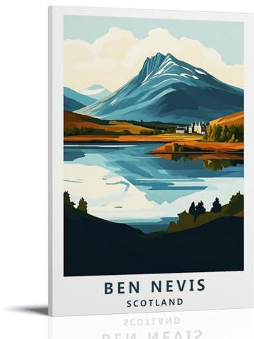 ouweri Ben Nevis Schottland Vintage-Reiseposter auf Leinwand, Wandkunst, dekorativ, Schlafzimmer, modernes Zuhause, 40 x 60 cm
