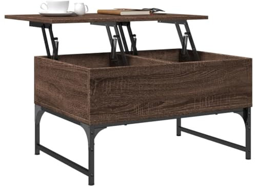 Couchtisch Braun Eichen-Optik 70x50x40 cm Holzwerkstoff Metall Kleiner Beistelltisch Fernsehtisch Satztische Fürs Wohnzimmer Wohnzimmer Tisch Für Couch für Wohnzimmer Tagungsraum Innenhof Café