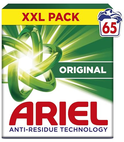 Ariel Lessive Poudre Dissolution Rapide 3.575kg, 65 Lavages, Original, Avec technologie anti-résidu, élimine les taches en 1 seul lavage