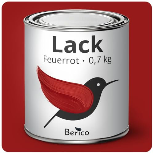 Berico Acryllack - Feuerrot - 0,7 Kg - 4in1 Lack Buntlack Möbelfarbe Möbellack - Für Innen und Außen