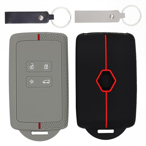 2 pièce Coque Clé de Voiture pour Ren ault, Coque Cle Compatible avec Ren ault Clio Megane Koleos Kadjar Kangoo Twingo Talisman Captur Espace Da cia Duster, Etui Carte Ren ault, avec 2 porte-clés