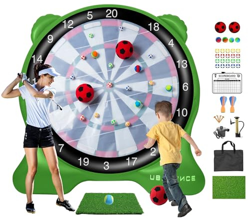 UBALANCE Giant Inflatable Dart Board for Adults, 6ft Outdoor Yard Games with 26 Sticky Balls, Soccer Tennis Golf Fun, Carnival Backyard Party & Lawn Sports (Green)