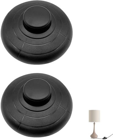 2 Pièces Interrupteur à Pied Rond, Interrupteur de Lampe 250V / 5A, Interrupteur à Pied pour Lampe Inline 2 ou 3 Fils, pour Lampe de Sol et Lampe de Table, Remplacement et Réparation, Noir