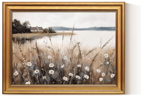 ARPEOTCY Leinwand Bilder mit Rahmen, Klein Vintage Wanddeko,40x30cm,Wandbilder Wohnzimmer Schlafzimmer Badezimmer Küche, Bauernhaus Zimmer Deko Aesthetic, Pferdegemälde kunstdrucke Painting