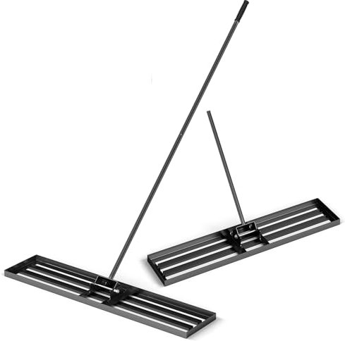 COSTWAY Lawn Leveling Rake, 30”/36”/42”/46 x 10” Lawn Leveler with 77” Ergonomic Handle, Heavy Duty Landscape Rake Soil Leveling Tool for Garden, Golf Course and Farm (46” x 10”/117 x 25cm, Black)