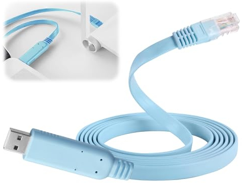 For Cisco Console Cable USB to RJ45 1.8M/5.9FT with PL2303 Chip Communication with RS232 devices for Routers Switches Windows/Mac/Linux Compatible with Cisco Huawei HP Networking Equipment