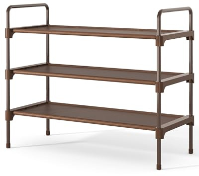 Kitsure Schuhregal für Schrank, stabile Schuhablage für den Eingangsbereich, platzsparendes kleines Schuhschrank Schmal und Schuhschrank, 70.0 cm Wide - 3 Tier, Braun