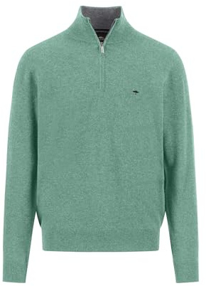 FYNCH-HATTON Cashmere Blend Zip Neck Troyer, fern, XXL