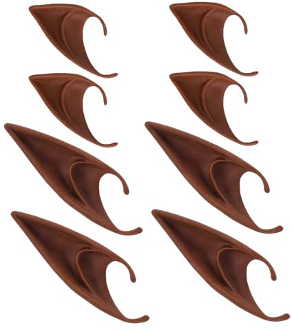 Toyvian Elfenohren aus weichem Latex, 4 Paar Realistische spitze Feenohren für Cosplay Wiederverwendbare Elfen Ohren Set für Damen Herren Kinder Fantasy Kostüm Zubehör
