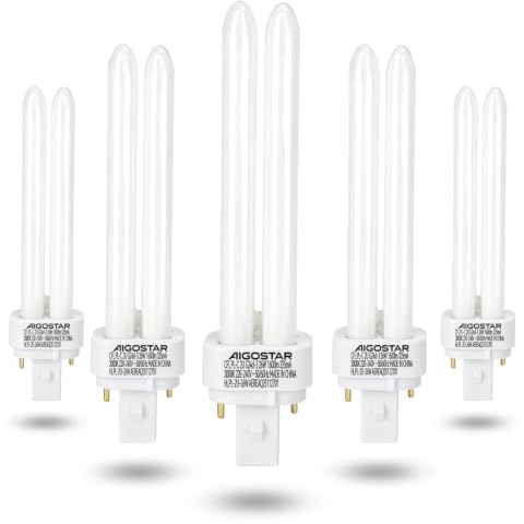 Aigostar Bombillas PLC Tubo, 26W, Maiz G24d-3, 2 Pines, 3000K, Pack de 5