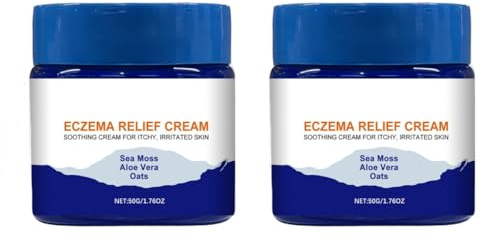 Algen-, Aloe-Vera- und Gel-Haferflocken-Creme zur Linderung von Ekzemen – Beruhigt juckende und empfindliche Haut, zieht schnell ein, erfrischt und fettet nicht, ist parfümfrei, pflegt intensiv