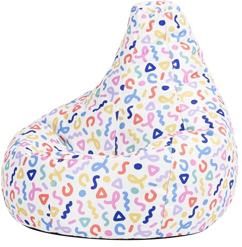 Bean Bag Bazaar Gaming Kids Bean Bag with Filling Included, Confetti White | Made in the UK, Kids Beanbag, Comfy Chair, Durable Water-Resistant Fabric, Gifts for Kids, For Bedroom or Garden