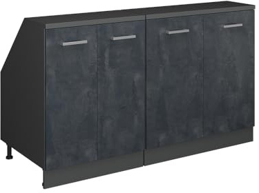 Vicco Dachschrägenschrank-Set Rion, Schwarz Beton/Anthrazit, B140 x T60 cm 2er Set, platzsparend für Dachschrägen