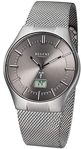 Regent Herren Analog-Digital Quarz Uhr mit Edelstahl Armband 11030138