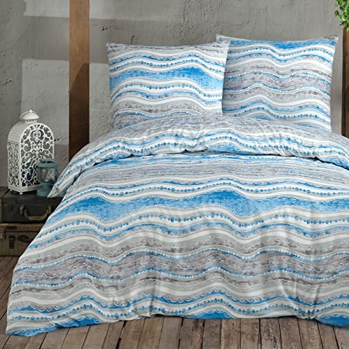 Buymax® Bettwäsche 155x220 100% Baumwolle 4-Teilig Bettbezug - Bettwäsche-Sets 155 x 220cm mit 2 mal Kissenbezüge 80x80cm, ÖKO-TEX Renforcé-Bettdeckenbezüge Set mit Reißverschluss