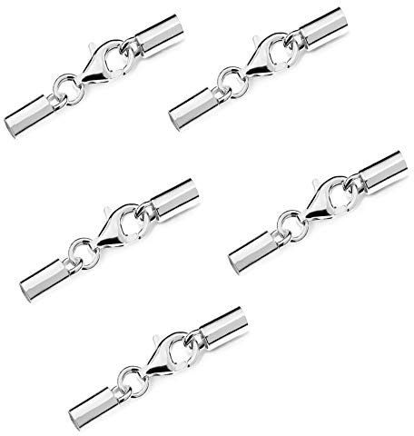 My-Bead 5 Stück Schmuckverschlüsse Set Ø 3.5mm 925 Sterling Silber Verschluss nickelfrei für Ø 3mm Lederarmbänder Ketten